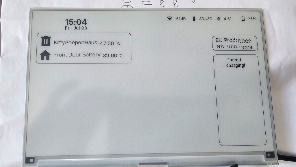 TRMNL / Seeed Studio paperink display battery warning